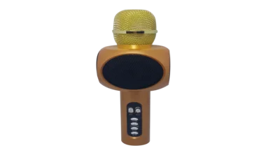 Караоке-микрофон L19 золотой с чехлом